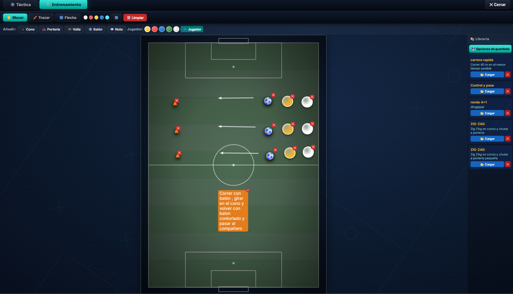 Pizarra táctica digital para entrenadores de fútbol base en SEFS